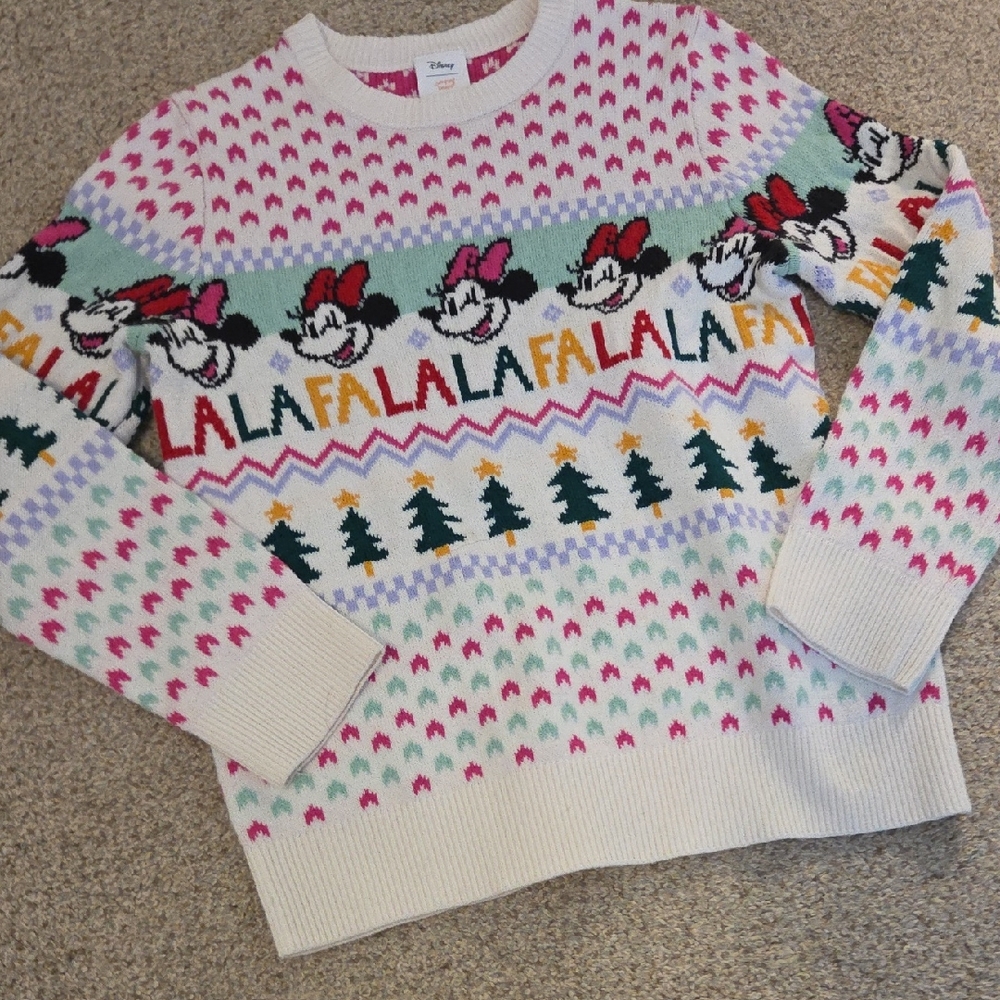 Jumping Beans Disney Christmas/holiday Sweater Girls Size 8 Minnie Mouse